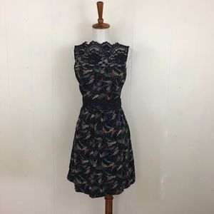 Free People Lace Yoke Floral A-Line Dress